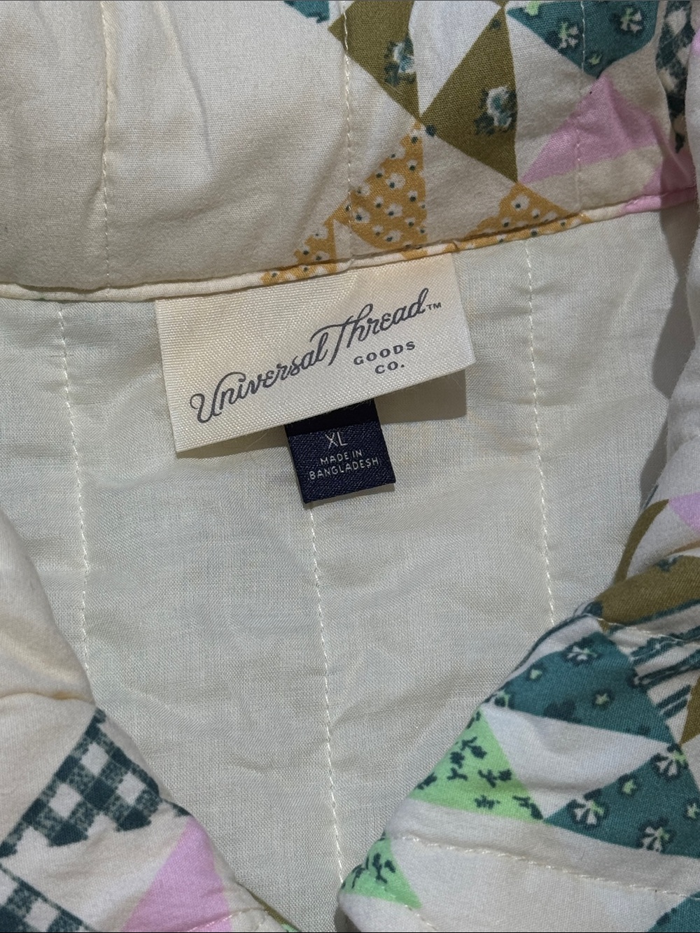 Universal Thread Quilted Patchwork Jacket in Cream, Olive & Pink - Picture 2 of 3